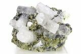 Columnar Calcite Crystals on Pyrite and Quartz - Fluorescent! #281681-2